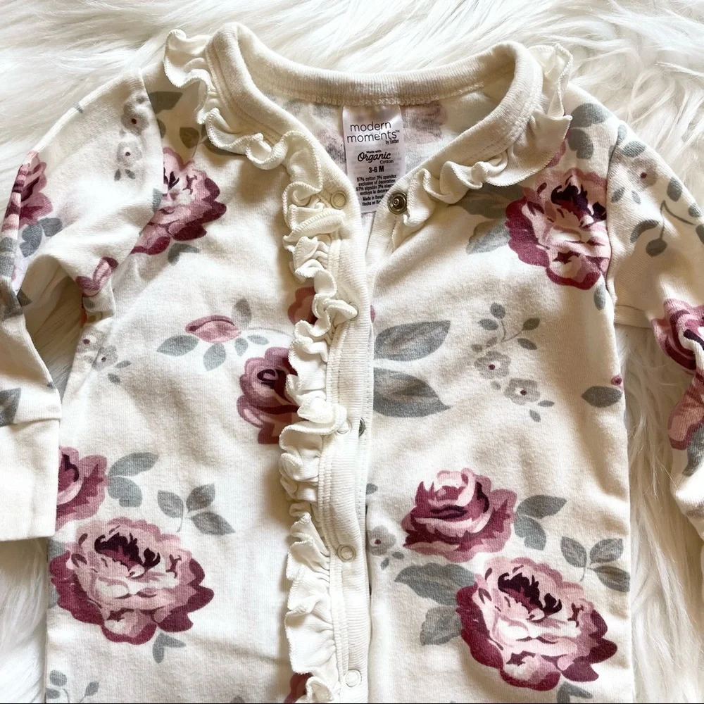 2 Organic Footless Sleepers, Sz 3-6 Mo